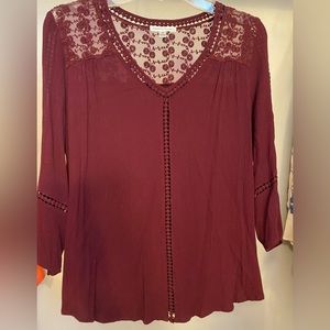 Medium, burgundy, John Paul Richard, floral blouse